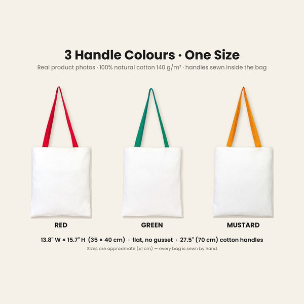Bolsas de regalo grandes para Navidad – tote bag de algodón natural 35 × 40 cm con asas rojas, verdes o mostaza, 9 diseños de Navidad y Año Nuevo 2027 - Pamusan.es