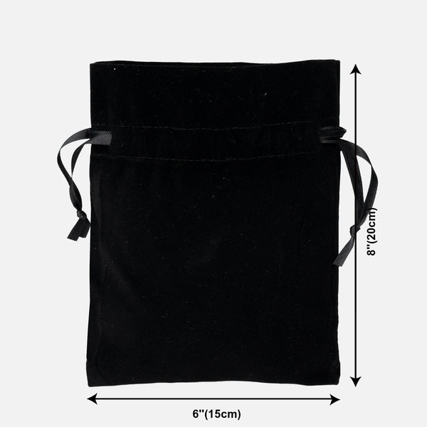 Black Velvet Drawstring Pouch – 6" × 8" (15 × 20 cm) - Pamusan.com