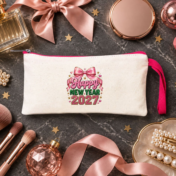 Estuche de Navidad – 9 diseños de Navidad y Año Nuevo 2027, estuche de tela con cremallera en 6 colores 21 × 10 cm – algodón - Pamusan.es