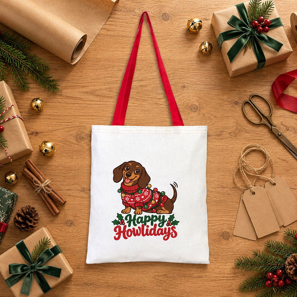 Bolsas de regalo grandes para Navidad – tote bag de algodón natural 35 × 40 cm con asas rojas, verdes o mostaza, 9 diseños de Navidad y Año Nuevo 2027 - Pamusan.es