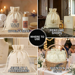 Personalized Natural Velvet Drawstring Pouch – 6" × 8" (15 × 20 cm) - Pamusan.com