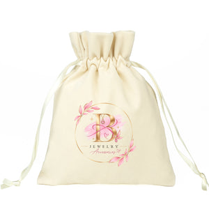 Personalized Natural Velvet Drawstring Pouch – 6" × 8" (15 × 20 cm) - Pamusan.com