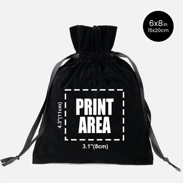 Personalized Black Velvet Drawstring Pouch – 6" × 8" (15 × 20 cm) - Pamusan.com