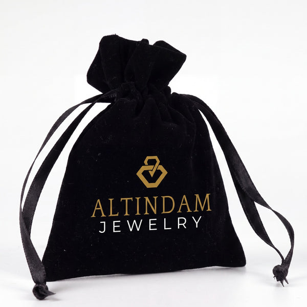 Personalized Velvet Rose Drawstring Pouch – Black – 4" × 5" (10 × 13 cm) - Pamusan.com