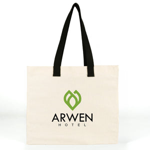 Ejemplo de impresión de cliente: ARWEN HOTEL en la bolsa de tela de 40 x 35 x 15 cm
