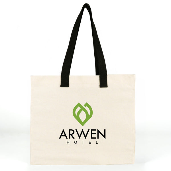 Ejemplo de impresión de cliente: ARWEN HOTEL en la bolsa de tela de 40 x 35 x 15 cm