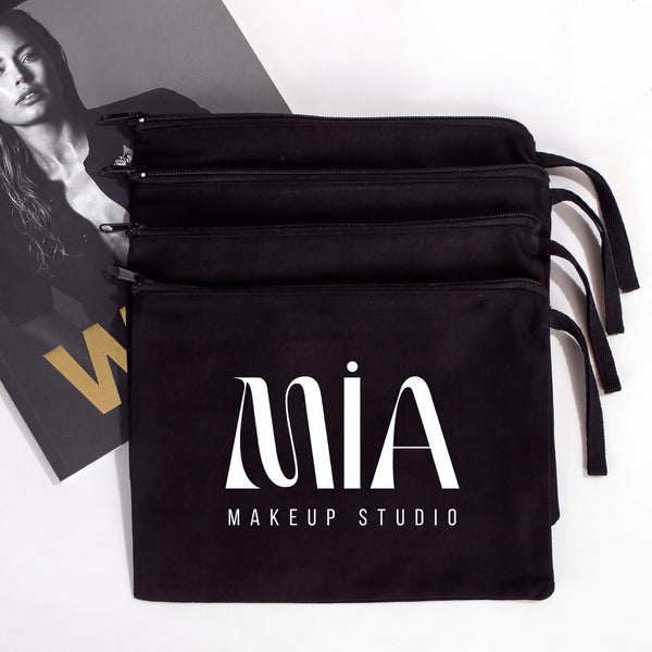 Custom Black Cotton Clutch Pouch – 10" × 7" (25 × 18 cm) - Pamusan.com