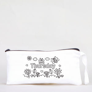 Paintable Pencil Case with Thursday Design – 8" × 4" - 6 oz - Pamusan.com