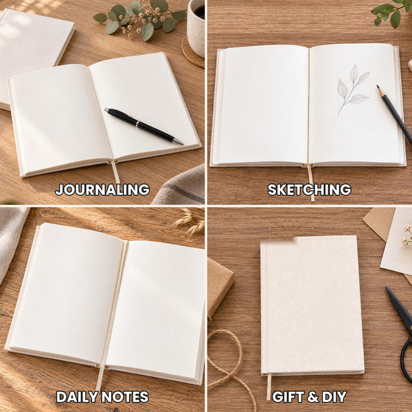 Blank canvas notebook use cases: journaling, sketching, daily notes, gift and DIY projects | Pamusan.com