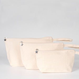 Canvas Clutch Bag – 12" x 7" x 3" | Natural Cotton Pencil & Makeup Pouch - Pamusan.com