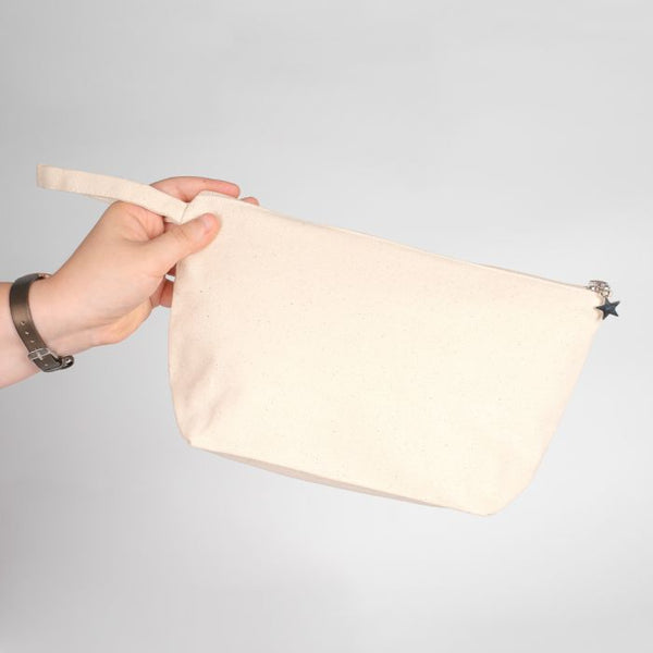 Canvas Clutch Pencil Case with Star Zipper Pull – 9" x 5" x 2" - Pamusan.com