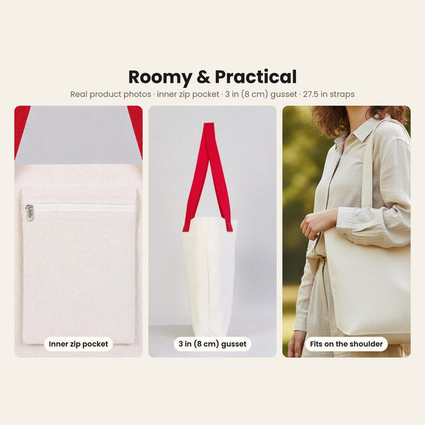 Christmas Canvas Tote Bags Bulk – 18" × 14" × 3" (45 × 35 × 8 cm) with Beige, Red or Black Knitted Handles, 9 Happy New Year 2027 Designs - Pamusan.com