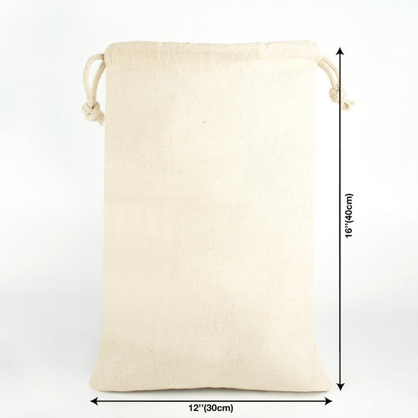 Christmas Drawstring Gift Bags Bulk – 12" × 16" (30 × 40 cm) Cotton Bags in Red, Black or Natural, 9 Holiday & New Year 2027 Designs - Pamusan.com