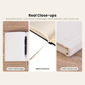 Christmas Journal Bulk – Canvas Notebook A5 5.5" × 7.9" (14 × 20 cm), 9 Holiday & New Year 2027 Designs, Natural or Black Cover - Pamusan.com