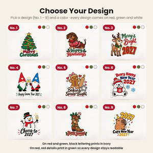 Neceser de maquillaje de Navidad – 9 diseños de Navidad y Año Nuevo 2027, con cremallera 21 × 15 cm – algodón - Pamusan.es