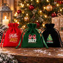Christmas Party Favors – Velvet Gift Bags 4" × 5" (10 × 13 cm) with Rose Top Drawstring, Red, Green or Black, 9 Holiday & New Year 2027 Designs - Pamusan.com