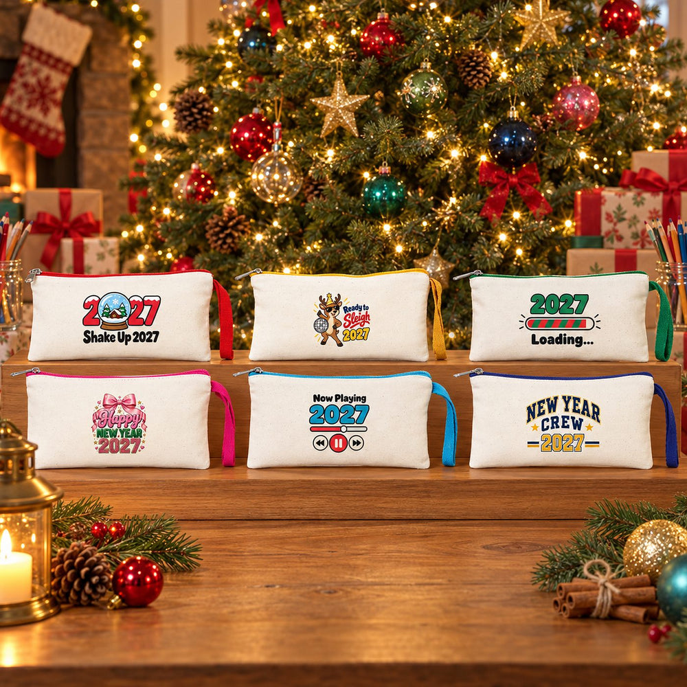 Estuche de Navidad – 18 diseños de Navidad y Año Nuevo 2027, estuche de tela con cremallera en 6 colores 21 × 10 cm – algodón - Pamusan.es