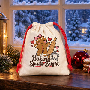 Christmas Treat Bags Bulk – Small Cotton Muslin Drawstring Gift Bags 4" × 5" (10 × 13 cm), Red, Green or Natural Cord, 9 Holiday & New Year 2027 Designs - Pamusan.com
