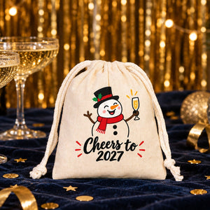 Christmas Treat Bags Bulk – Small Cotton Muslin Drawstring Gift Bags 4" × 5" (10 × 13 cm), Red, Green or Natural Cord, 9 Holiday & New Year 2027 Designs - Pamusan.com