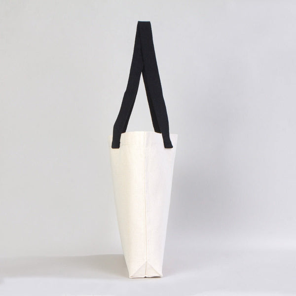 Bolsa de lona con asas negras, vista lateral, fuelle de 8 cm - Pamusan