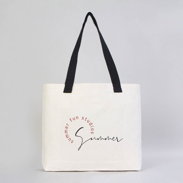 Bolsa de lona con asas negras, ejemplo de impresión Summer - Pamusan