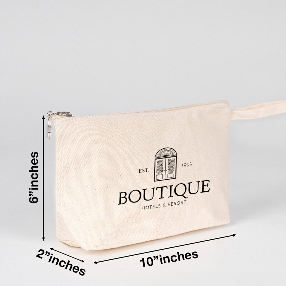 Custom canvas zipper pouch 10" x 6" x 2" printed with your own logo – Pamusan.com
