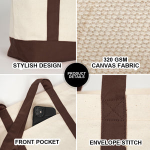 Detalles del producto – diseño elegante, lona de 320 g/m², bolsillo frontal, costura tipo sobre - Pamusan.es