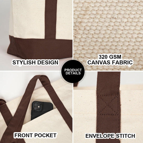 Detalles del producto – diseño elegante, lona de 320 g/m², bolsillo frontal, costura tipo sobre - Pamusan.es