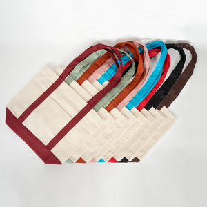 Bolsas de lona con asas de colores – 8 colores de asa, incluido el marrón oscuro - Pamusan.es