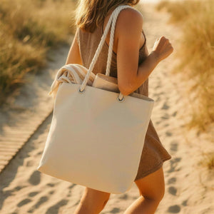 Custom Large Canvas Tote Bag with Logo & Zippered Pocket – 19"x16"x4" - Pamusan.com