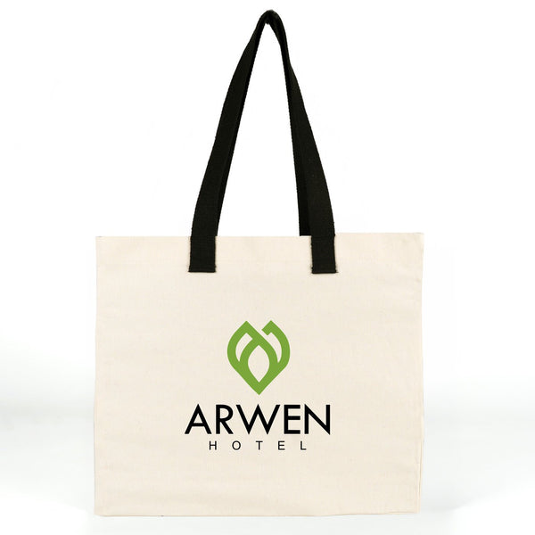 Ejemplo de impresión de cliente: ARWEN HOTEL en la bolsa de tela de 40 x 35 x 15 cm
