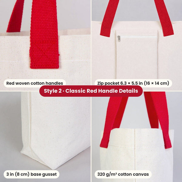 Tote bags de Nochevieja – bolsas de tela en 3 modelos, 9 diseños Happy New Year 2027: Large City 45 × 35 × 10 cm, asas rojas 45 × 35 × 8 cm o ribete rojo 40 × 35 × 12 cm - Pamusan.es