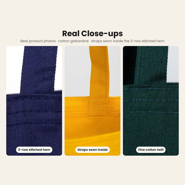Holiday Gift Bags Bulk – Green, Yellow or Navy Cotton Gabardine Tote Bags 14" × 16" (35 × 40 cm), 9 Christmas & New Year 2027 Designs - Pamusan.com