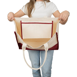 Bolsa tote grande de Navidad – tote bag bicolor de lona 45 × 35 × 19 cm, burdeos, negro o verde salvia, 9 diseños de Navidad y Año Nuevo 2027 - Pamusan.es
