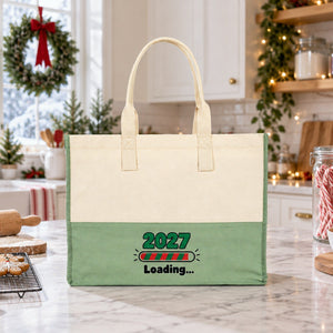 Bolsa tote grande de Navidad – tote bag bicolor de lona 45 × 35 × 19 cm, burdeos, negro o verde salvia, 9 diseños de Navidad y Año Nuevo 2027 - Pamusan.es