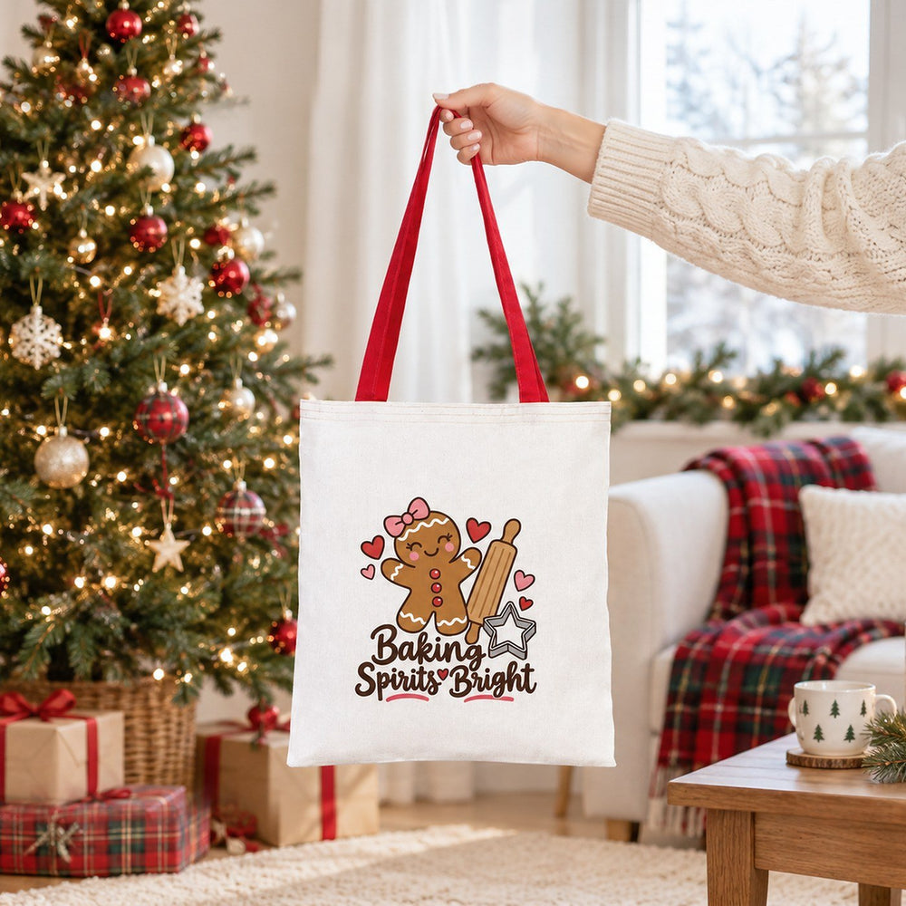 Bolsas de regalo grandes en la pared: asas rojas con Reyes Magos, verdes con Correo Real, mostaza con Próspero Año Nuevo
