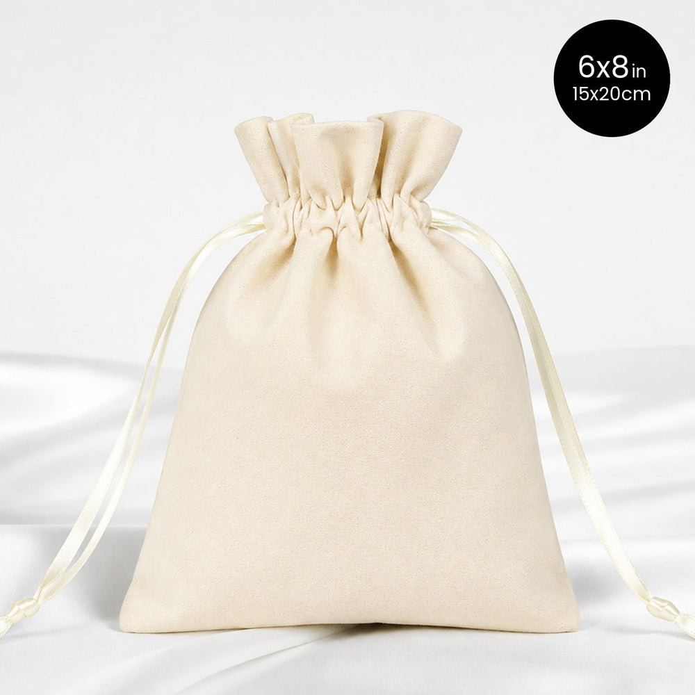 Natural Velvet Drawstring Pouch – 6" × 8" (15 × 20 cm) - Pamusan.com