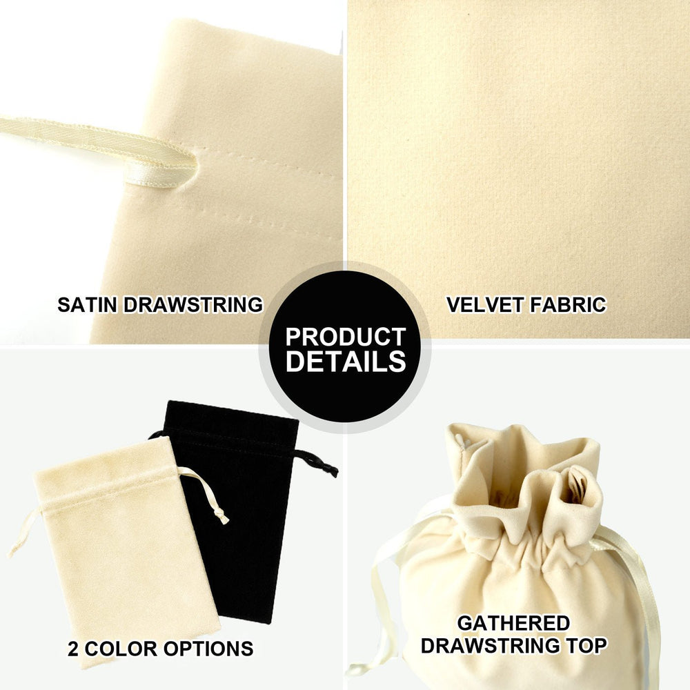 Natural Velvet Drawstring Pouch – 6" × 8" (15 × 20 cm) - Pamusan.com