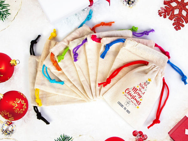 New Year and Merry Christmas Pouch Bags - Custom Family or Company Gift Bags — logo detail | Pamusan