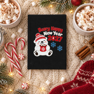New Year Journal Bulk – Canvas Notebook A5 5.5" × 7.9" (14 × 20 cm), 9 Happy New Year 2027 Designs, Natural or Black Cover - Pamusan.com