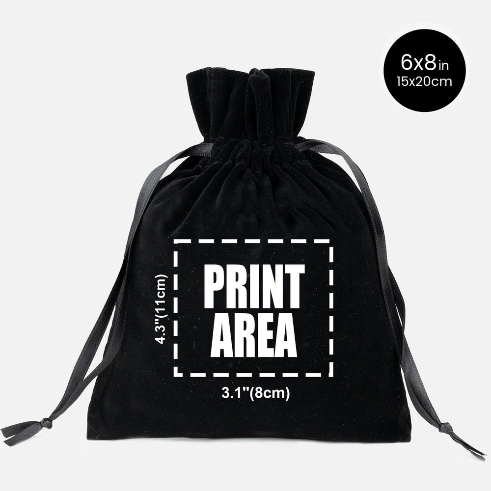 Personalized Black Velvet Drawstring Pouch – 6" × 8" (15 × 20 cm) - Pamusan.com