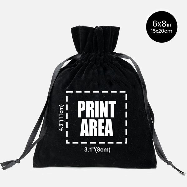 Personalized Black Velvet Drawstring Pouch – 6" × 8" (15 × 20 cm) - Pamusan.com