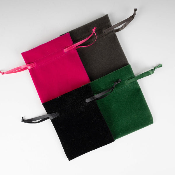 Personalized Velvet Rose Drawstring Pouch – Green – 4" × 5" (10 × 13 cm) - Pamusan.com