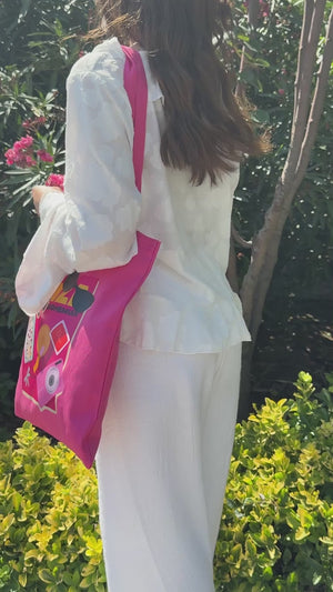 Bolsa de algodón personalizada con impresión – Rosa – 35 × 40 cm – 220 g/m²