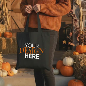 Bolsas tote de Halloween – Bolsa de algodón negra personalizada para truco o trato