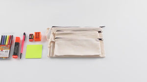 Estuche de tela para lápices personalizado – Bolsa de maquillaje de algodón de 21 × 10 cm con cremallera