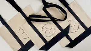 Bolsa de Compras de Lona Grande con Asa Negra, 40 × 35 × 12 cm, Bolsa Grande de 320 g/m², Personalizada  