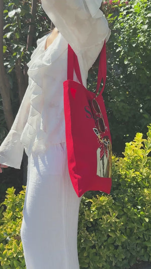 Bolsa de Tela de Algodón Roja 35 × 40 cm – 220 g/m², Duradera, Reutilizable y Ecológica