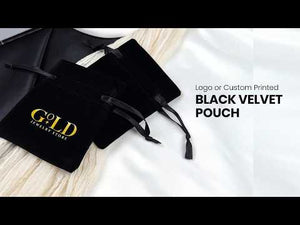 Bolsa de terciopelo con cordón personalizada – negro – 10 × 13 cm