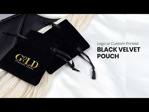 Bolsa de terciopelo con cordón personalizada – negro – 10 × 13 cm